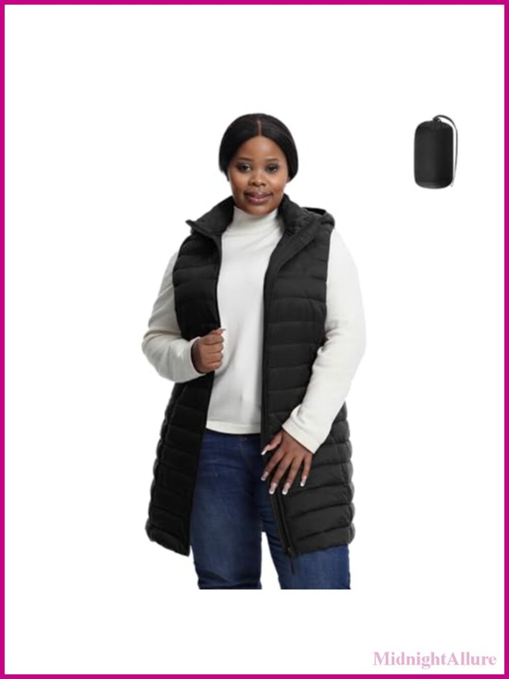 Plus Size Packable Quilted Puffer Vest Sleeveless Jacket